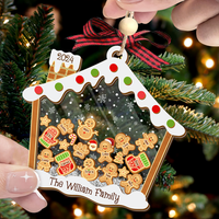 Thumbnail for Personalized Shaker Ornament - Christmas Gift For Family - A Candy House With Gingerbreads