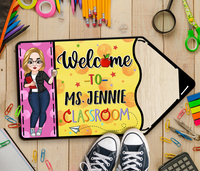 Thumbnail for Custom Welcome To Teacher Classroom Pencil Shaped Doormat, Gift For Teacher