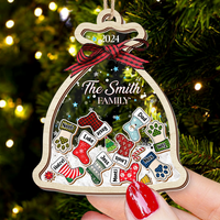 Thumbnail for Personalized Shaker Ornament - Christmas Gift For Family - Santa Sack Ornament With Names