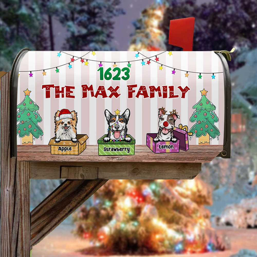 Custom Naughty Cats And Dogs Christmas Mailbox Cover, Christmas Gift