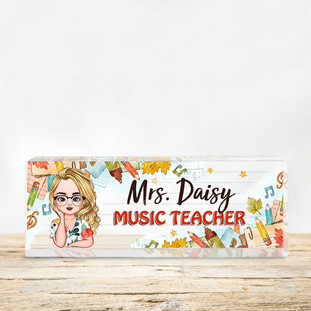 Custom Happy Teacher Name Acrylic Desk Name Plate, Gift For Teacher