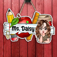 Thumbnail for Custom Smiling Teacher Name Shaped Door Sign, Gift For Teacher