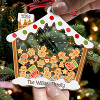 Thumbnail for Personalized Shaker Ornament - Christmas Gift For Family - A Candy House With Gingerbreads