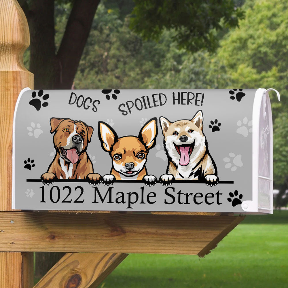 Dogs Spoiled Here House Address Magnetic Mailbox Cover, Personalized Mailbox Cover