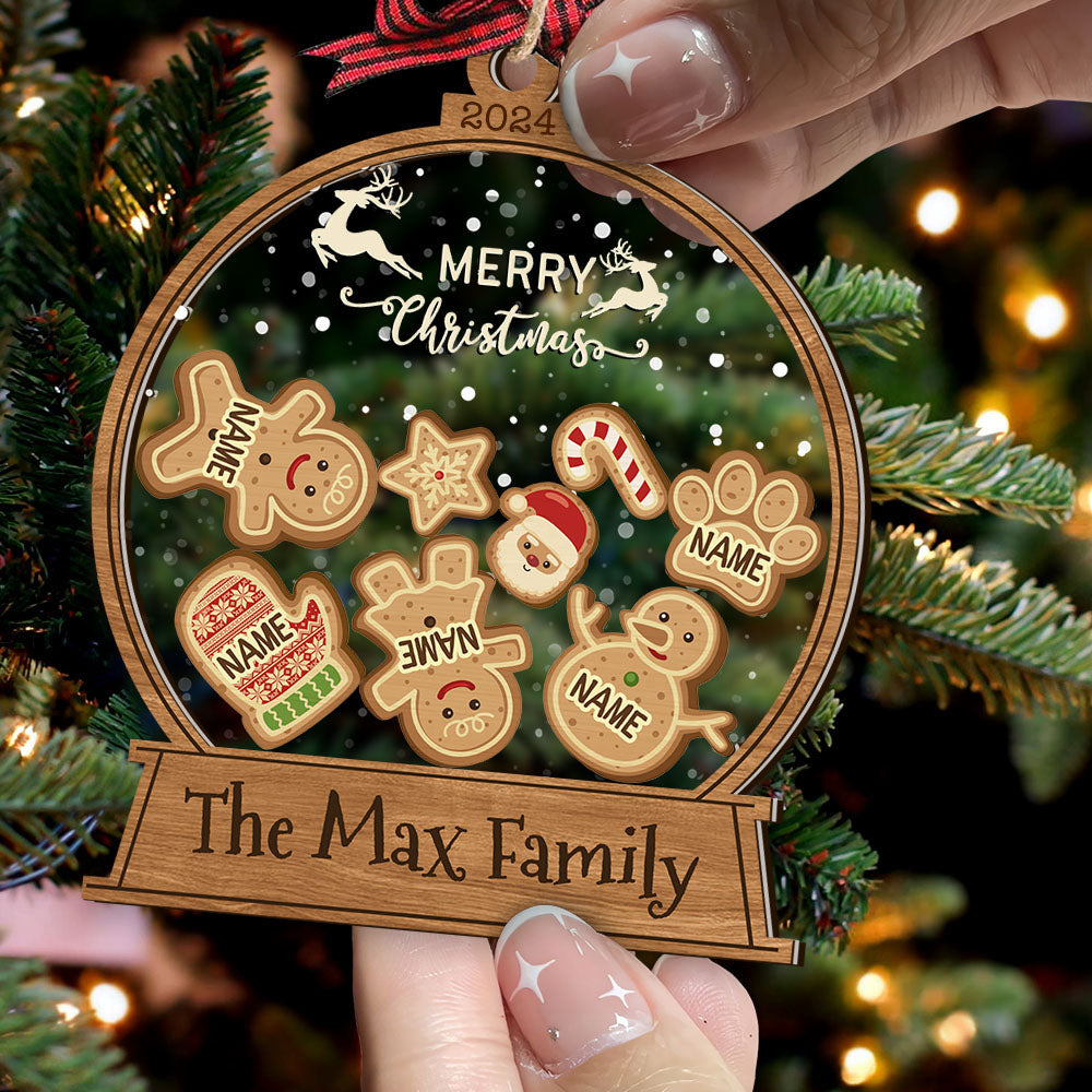 Personalized Shaker Ornament - Christmas Gift For Family - Happy Gingerbread Family