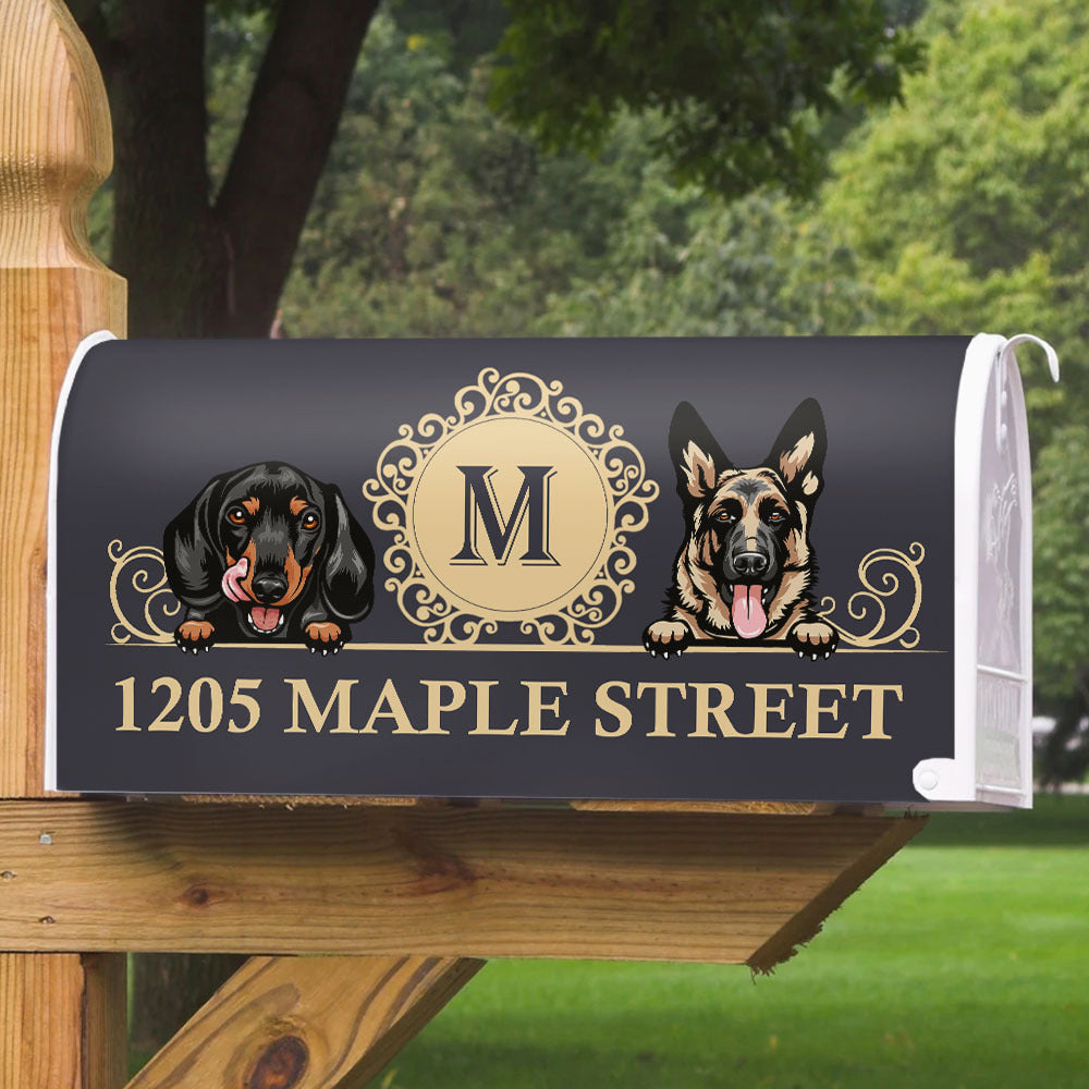 Elegant Family House Number Mailbox Cover With Address, Dog Lover Gift