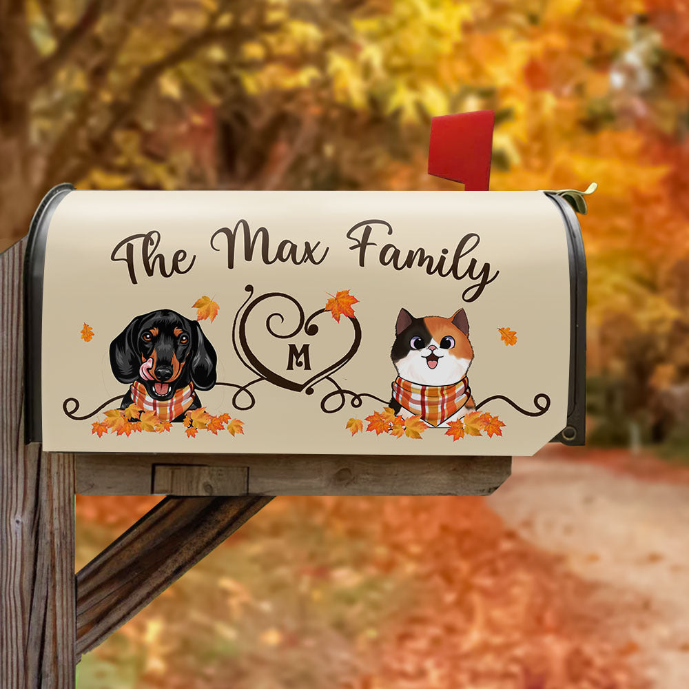 Fall Heart Dog Cat Mailbox Cover, Dog lover Gift