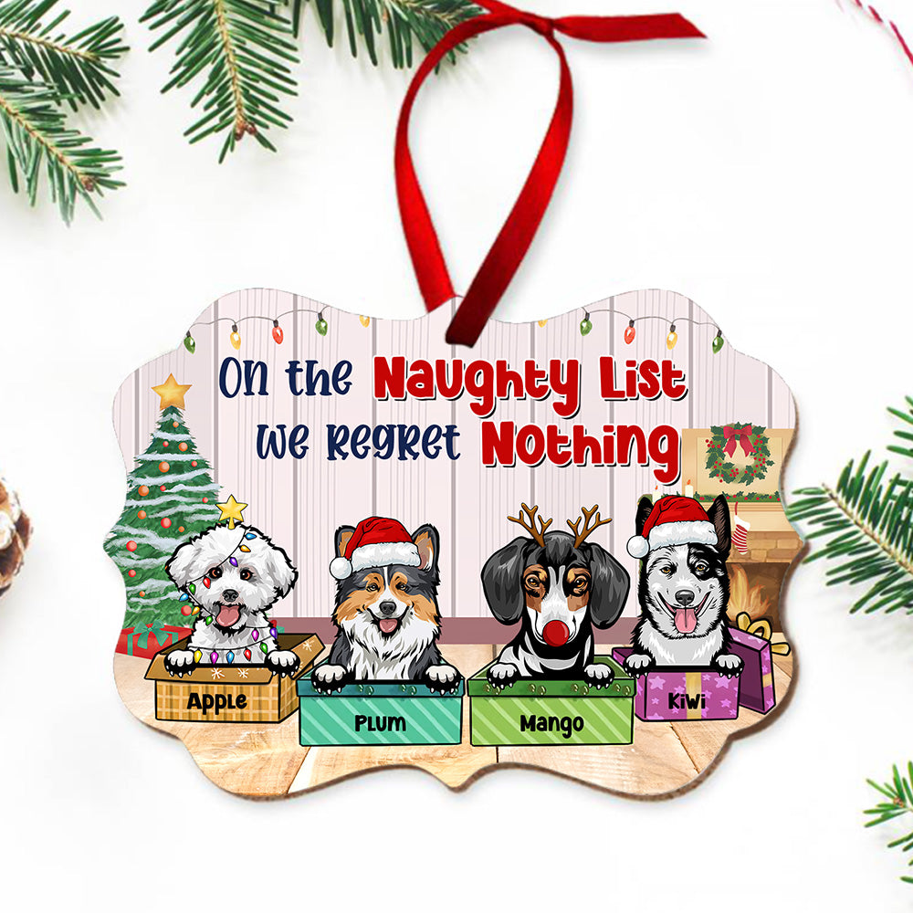 On The Naughty List Personalized Dog Christmas MDF Ornament, Customized Holiday Ornament