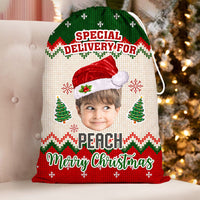 Thumbnail for Personalized Santa Sack - Christmas Gift For Family - Ugly Sweater Pattern Face Photo