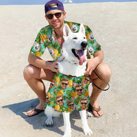 Thumbnail for Personalized Tropical Face Photo Hawaiian Shirt, Matching Shirt For Dog Cat Lovers