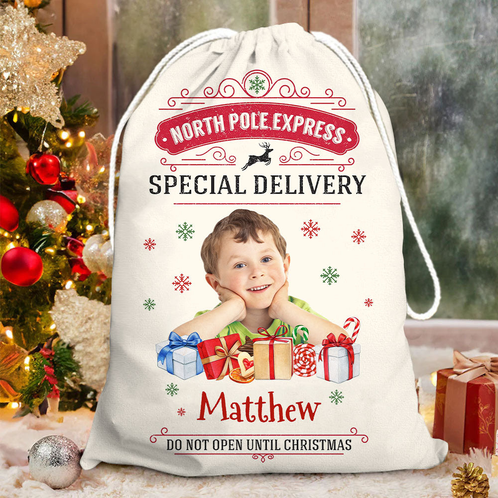 Personalized Christmas Bag - Christmas Gift For Family - Vintage Style With Photo
