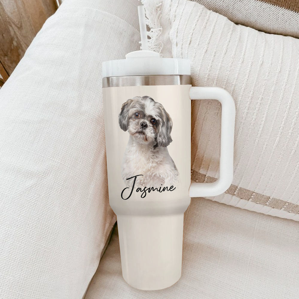 Personalized 40oz Tumbler - Gift For Pet Lovers - Dog Cat Portrait Photo