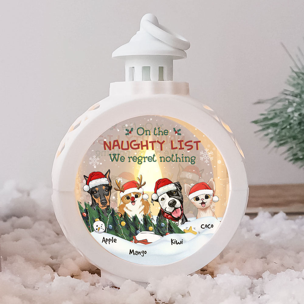 On The Naughty List Dog Cat Christmas LED Light Ornament, Christmas Gift