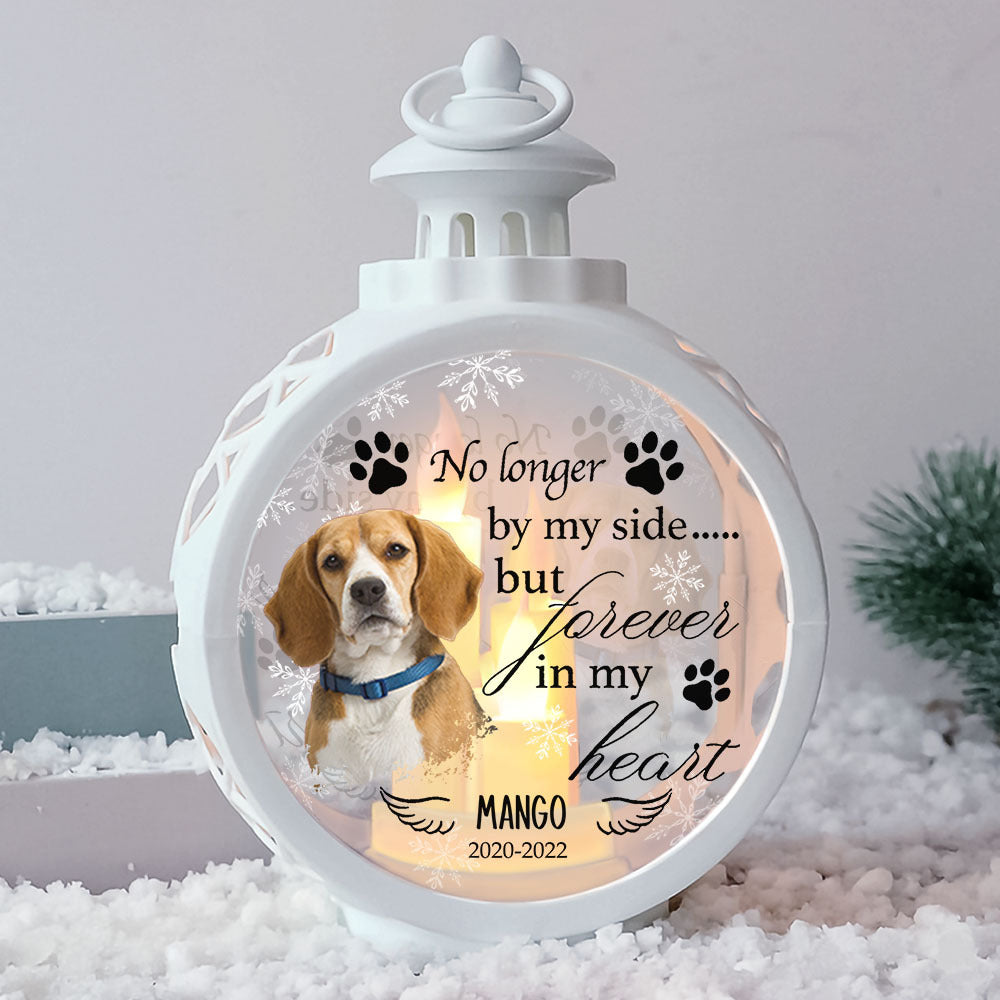 Custom No Longer By Our Side Pet Memorial LED Light Ornament, Memorial Gift