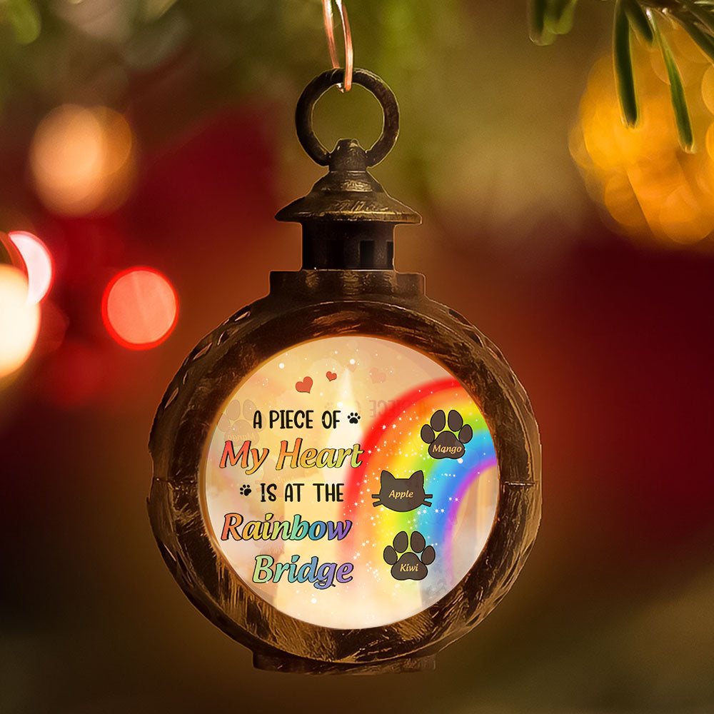 Custom Memorial Dog & Cat Rainbow Bridge LED Light Ornament, Christmas Gift For Dog Lovers