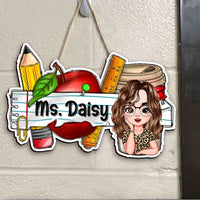 Thumbnail for Custom Smiling Teacher Name Shaped Door Sign, Gift For Teacher