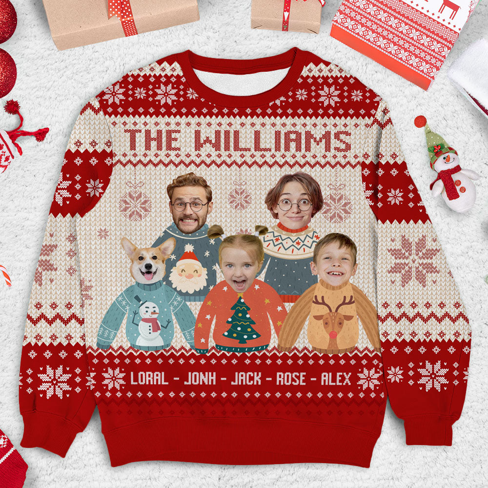 Personalized Ugly Christmas Sweater - Christmas Gift For Family - Funny Family Photo