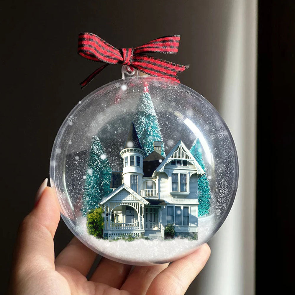 Personalized 3D Acrylic Ball Ornament - Christmas Gift For Family - New Home New Beginnings House Photo