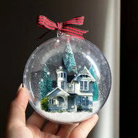 Thumbnail for Personalized 3D Acrylic Ball Ornament - Christmas Gift For Family - New Home New Beginnings House Photo