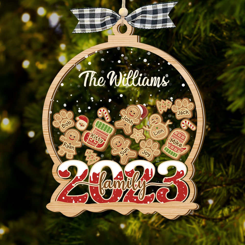 Personalized Shaker Ornament - Christmas Gift For Family - Family 2023 With Gingerbreads