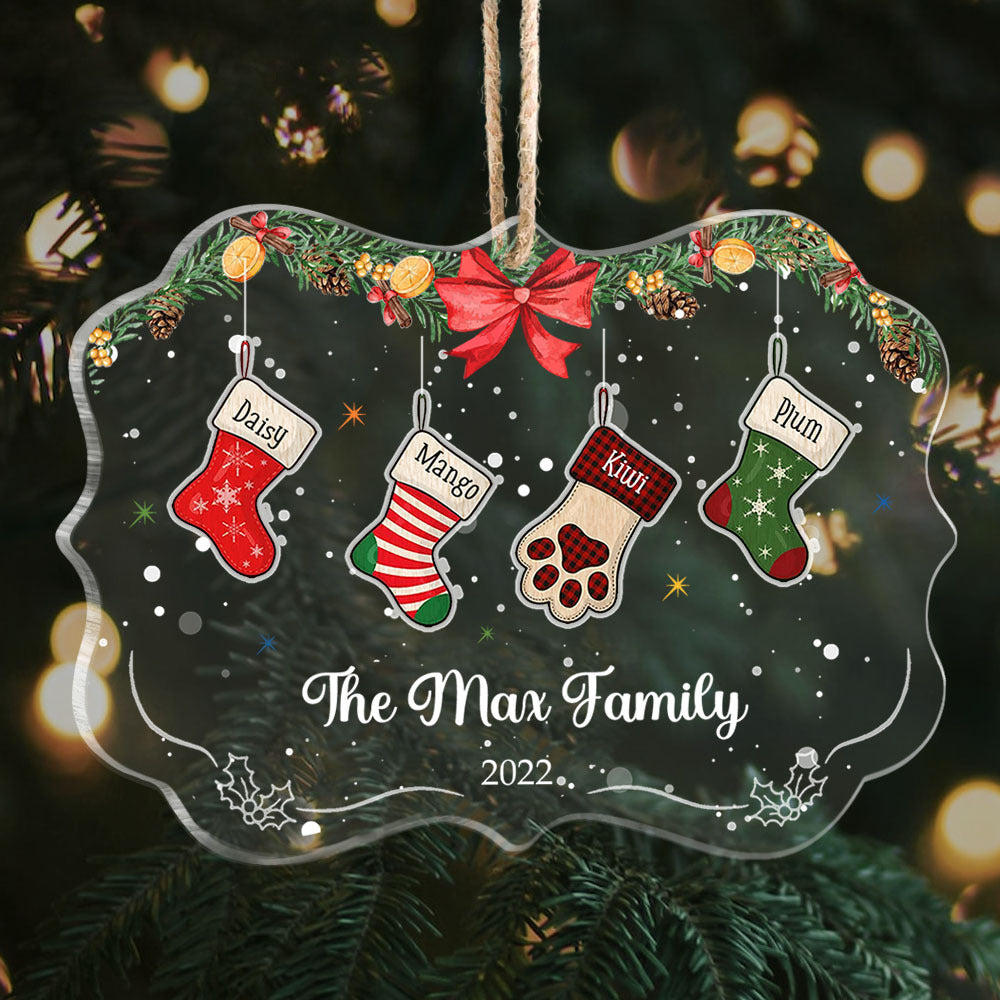 Custom Christmas Stockings Hanging Family Printed Acrylic Ornament, Christmas Gift