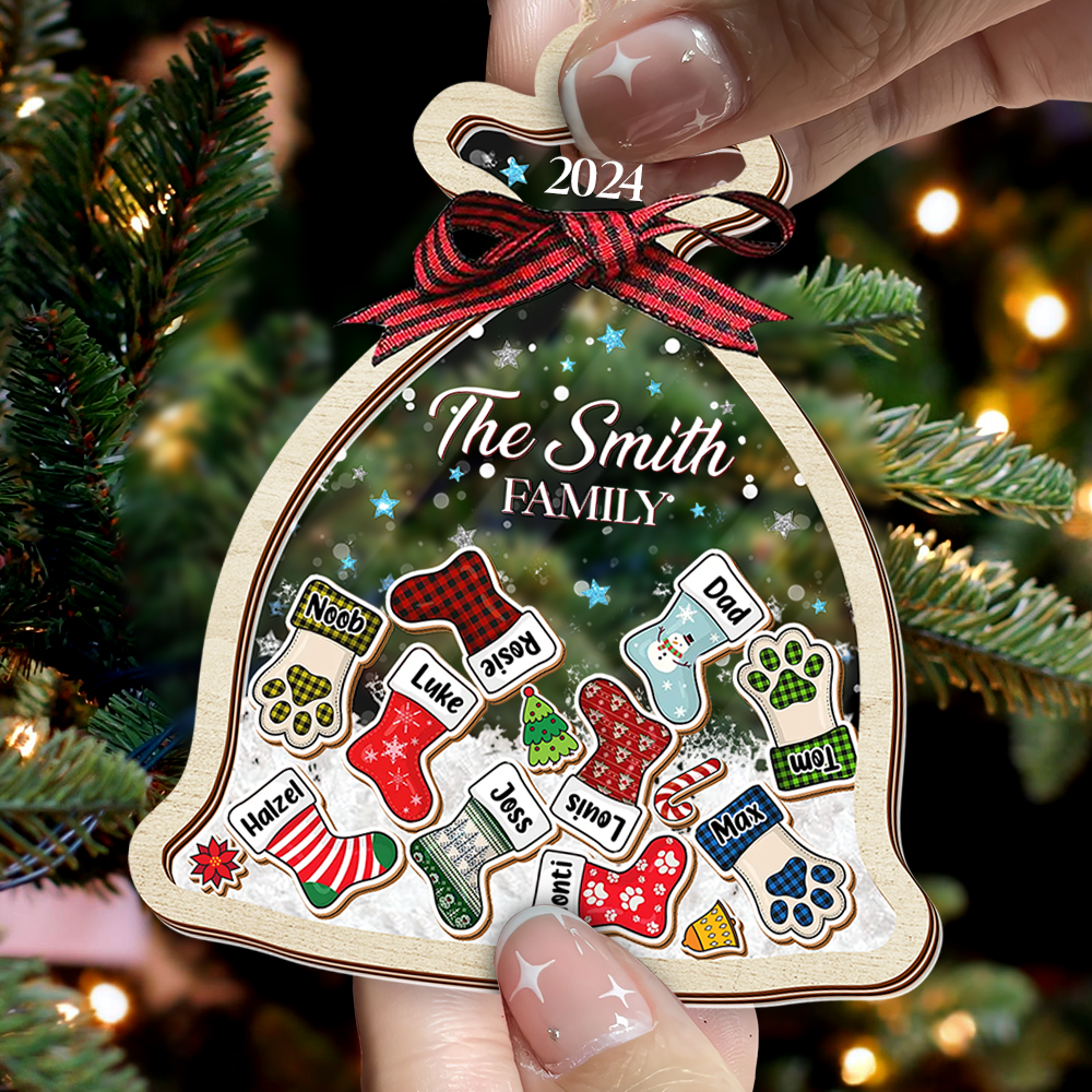 Personalized Shaker Ornament - Christmas Gift For Family - Santa Sack Ornament With Names