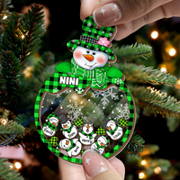 Thumbnail for Personalized Shaker Ornament - Christmas Gift For Grandma - Multicolor Grandma Mom Snowman And Kids