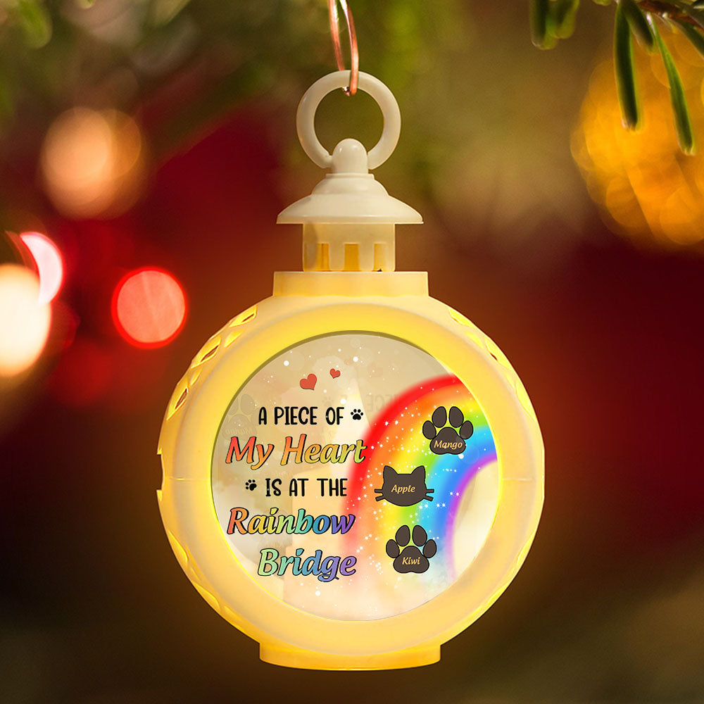 Custom Memorial Dog & Cat Rainbow Bridge LED Light Ornament, Christmas Gift For Dog Lovers