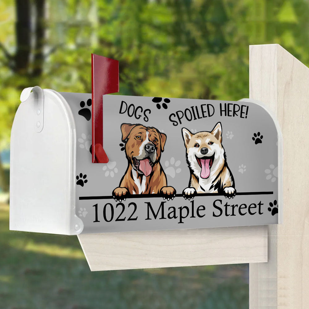 Dogs Spoiled Here House Address Magnetic Mailbox Cover, Personalized Mailbox Cover