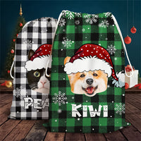 Thumbnail for Personalized Santa Sack - Christmas Gift For Pet Lovers - Plaid Pattern Face Photo