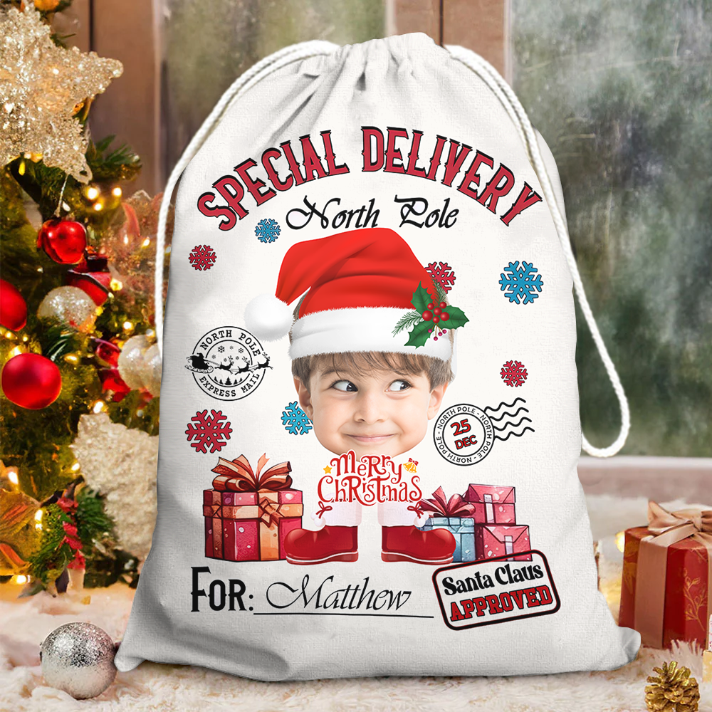 Personalized Santa Sack - Christmas Gift For Family - Face Photo Santa Costumes