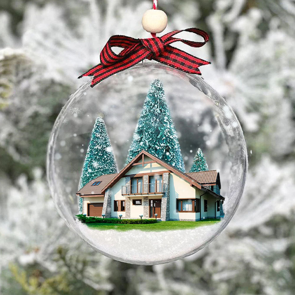 Personalized 3D Acrylic Ball Ornament - Christmas Gift For Family - New Home New Beginnings House Photo