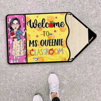 Thumbnail for Custom Welcome To Teacher Classroom Pencil Shaped Doormat, Gift For Teacher