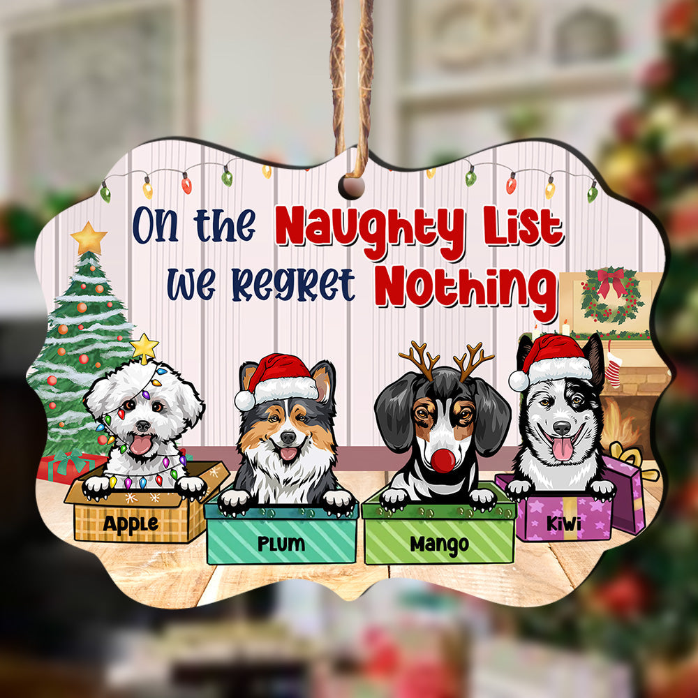 On The Naughty List Personalized Dog Christmas MDF Ornament, Customized Holiday Ornament