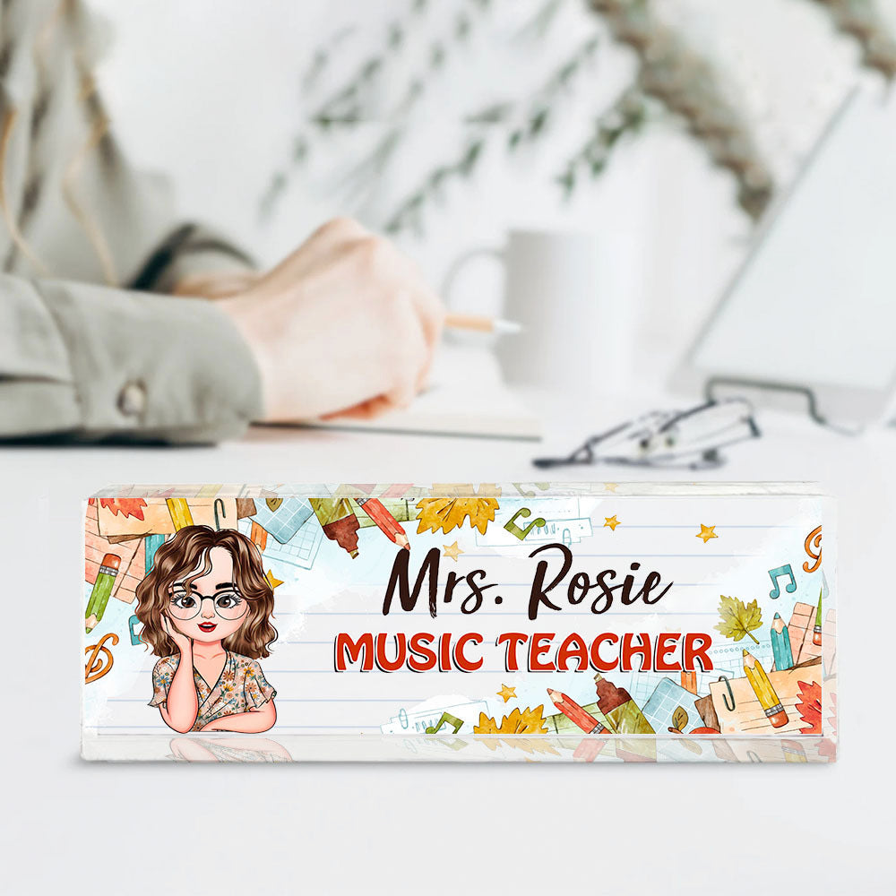 Custom Happy Teacher Name Acrylic Desk Name Plate, Gift For Teacher