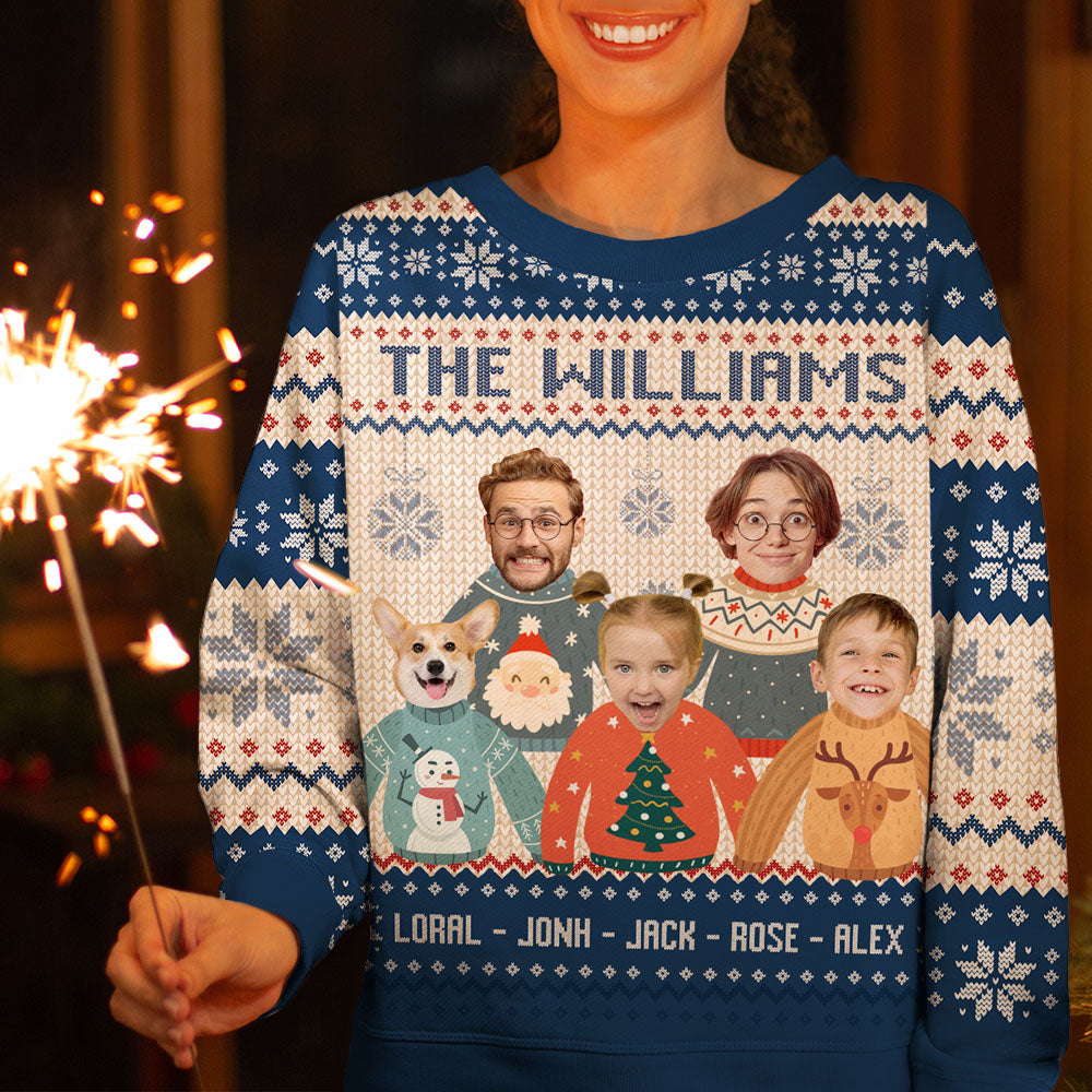 Personalized Ugly Christmas Sweater - Christmas Gift For Family - Funny Family Photo