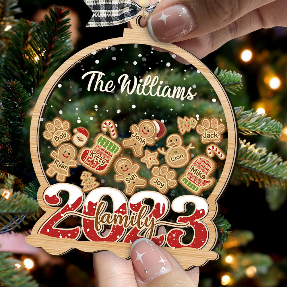 Personalized Shaker Ornament - Christmas Gift For Family - Family 2023 With Gingerbreads