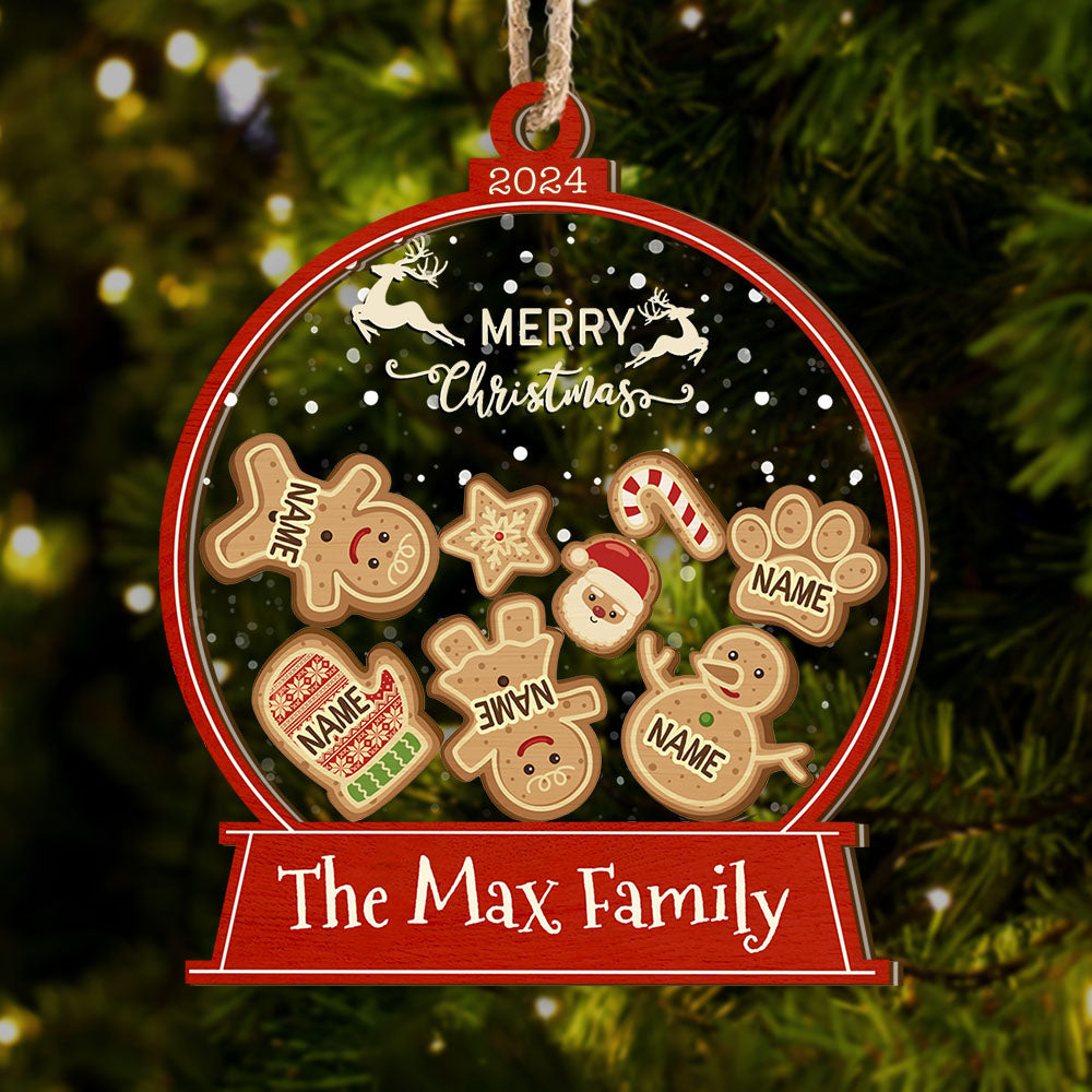 Personalized Shaker Ornament - Christmas Gift For Family - Happy Gingerbread Family