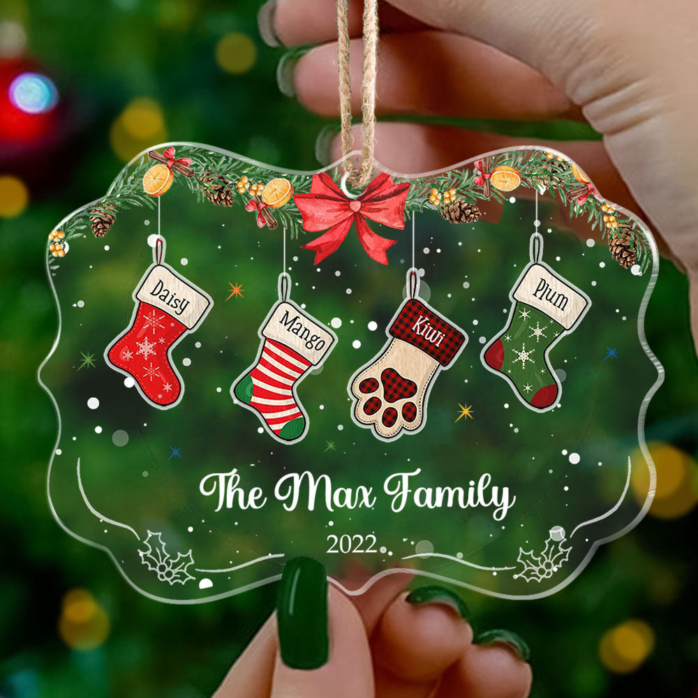 Custom Christmas Stockings Hanging Family Printed Acrylic Ornament, Christmas Gift