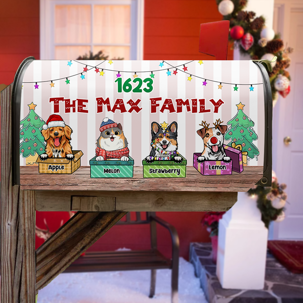 Custom Naughty Cats And Dogs Christmas Mailbox Cover, Christmas Gift