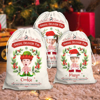 Thumbnail for Personalized Santa Sack - Christmas Gift For Family - Holly Christmas Costume Face Photo