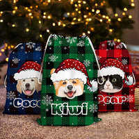 Thumbnail for Personalized Santa Sack - Christmas Gift For Pet Lovers - Plaid Pattern Face Photo