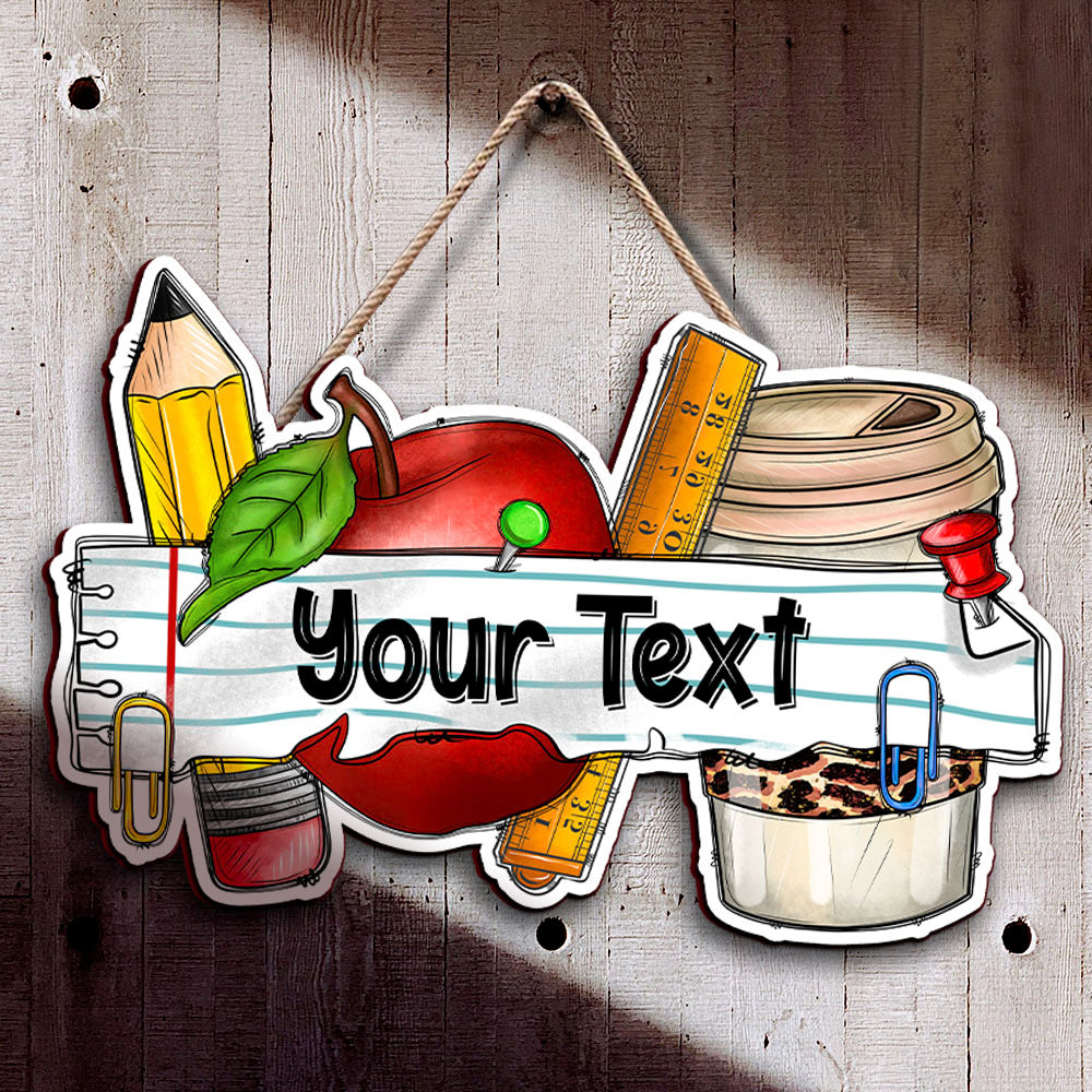 Custom Smiling Teacher Name Shaped Door Sign, Gift For Teacher