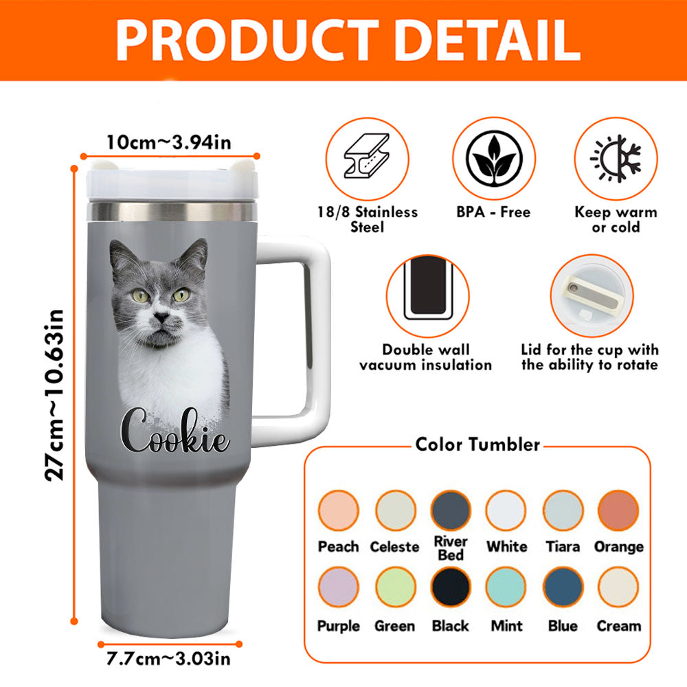 Personalized 40oz Tumbler - Gift For Pet Lovers - Dog Cat Portrait Photo