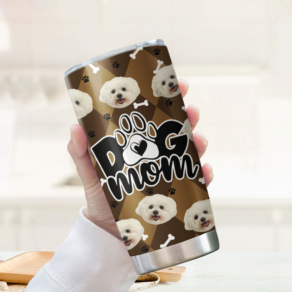 Custom Dog Face Photo Dog Mom Nutrition Facts Tumbler, Best Gift for Dog Lovers