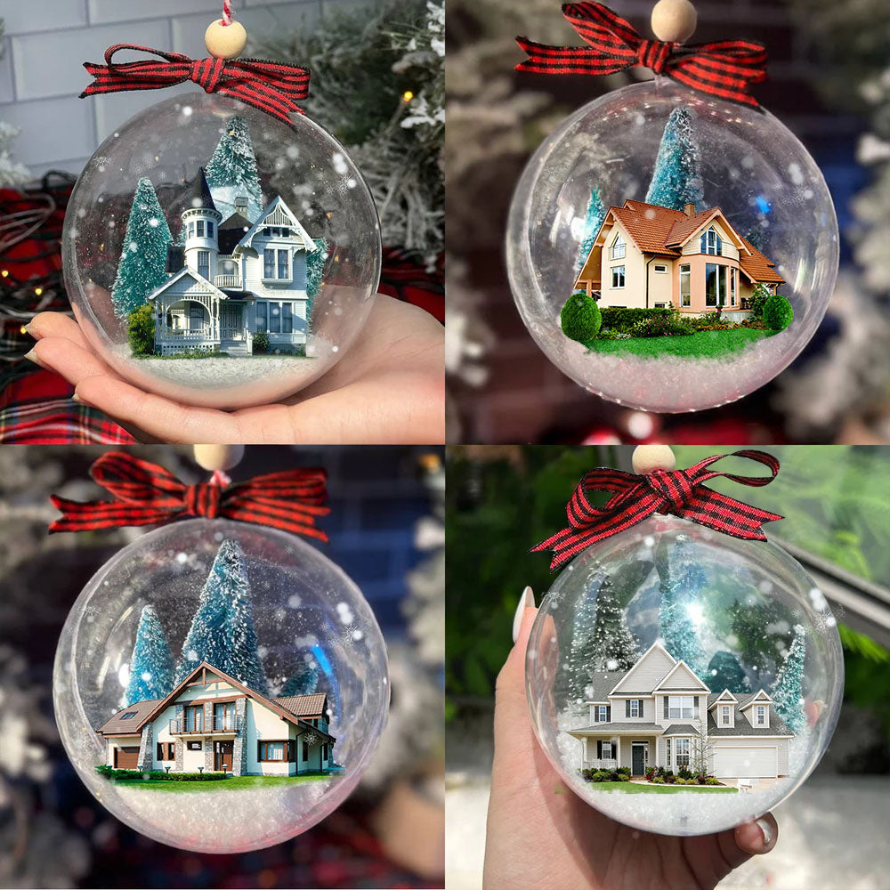 Personalized 3D Acrylic Ball Ornament - Christmas Gift For Family - New Home New Beginnings House Photo