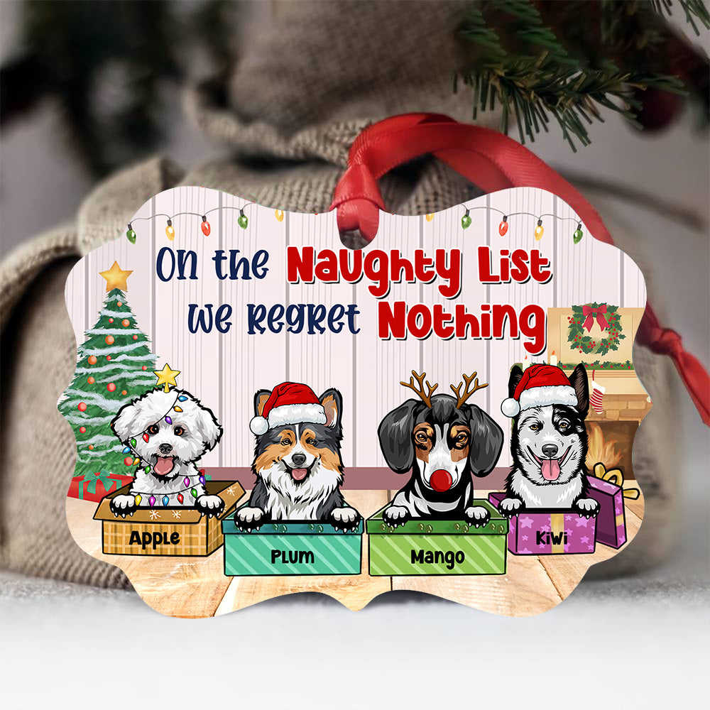 On The Naughty List Personalized Dog Christmas MDF Ornament, Customized Holiday Ornament