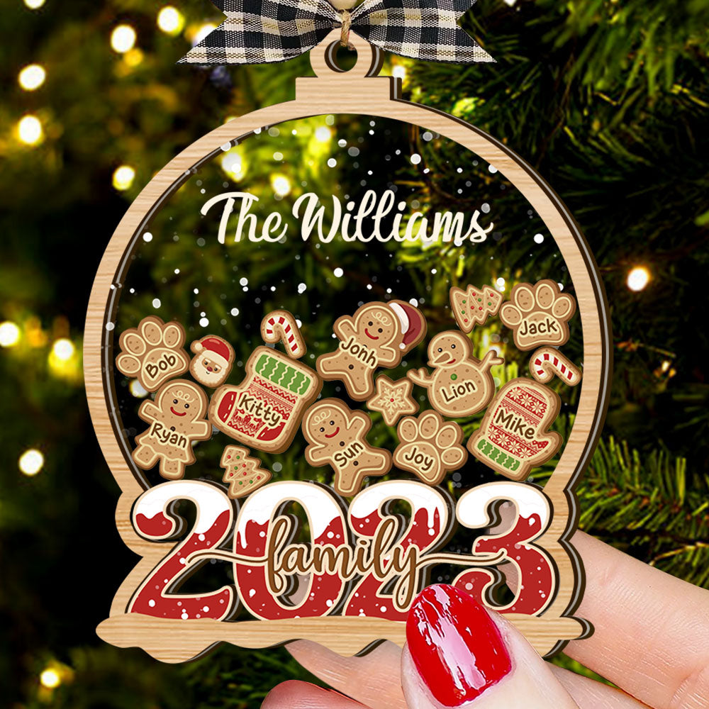 Personalized Shaker Ornament - Christmas Gift For Family - Family 2023 With Gingerbreads