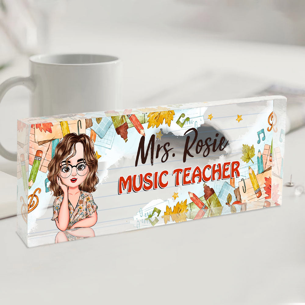 Custom Happy Teacher Name Acrylic Desk Name Plate, Gift For Teacher