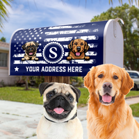 Thumbnail for Personalized Dog Cat 4th July Black & White American Flag Mailbox Cover, Gift For Dog Cat Lovers